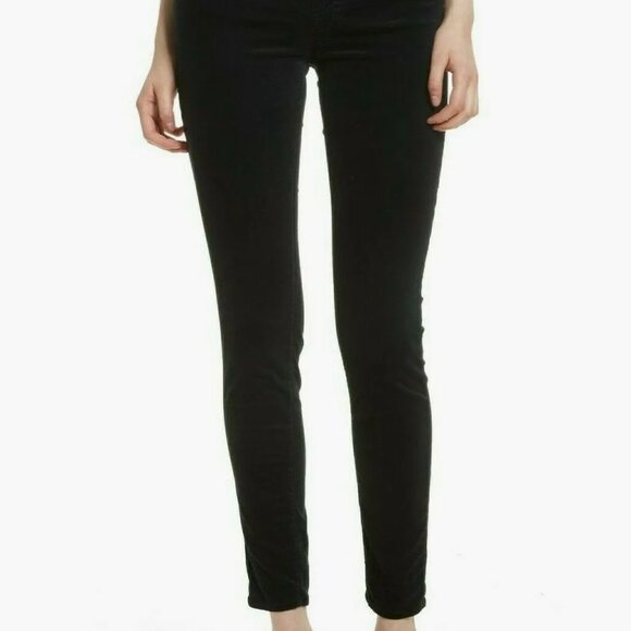 JOIE VELVET MID-RISE SKINNY STRETCH JEANS CAVIAR BLACK - Picture 5 of 8